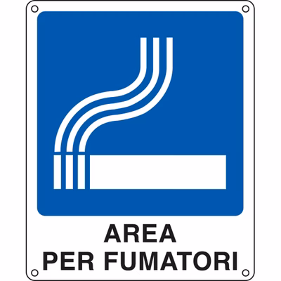 Immagine di Cartello alluminio 25x31 - Area Fumatori + Dicitura
