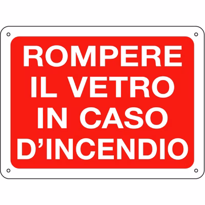 Immagine di Cartello al. 20x15 - Romp. vetro in caso di inc.