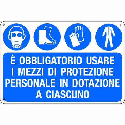 Immagine di Cartello alluminio 50x33,3 - Obbligo uso dpi+pitt E2653