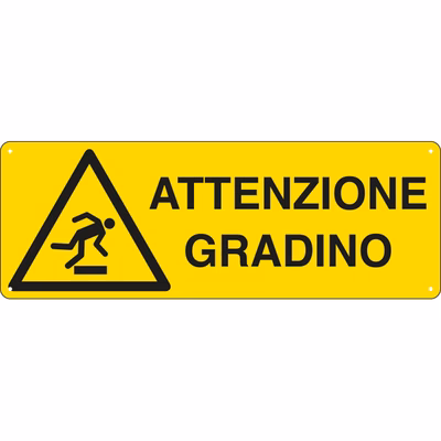 Immagine di Cartello alluminio 35x12,5 - Attenzione gradino