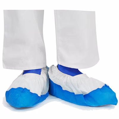 Immagine di Copriscarpa in TNT+CPE colore bianco/blu