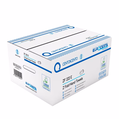 Immagine di Carta asciugamani piegata a "Z" CENTO X CENTO ECOLABEL Z FOLD TOWEL PURE 2 veli 150 fogli