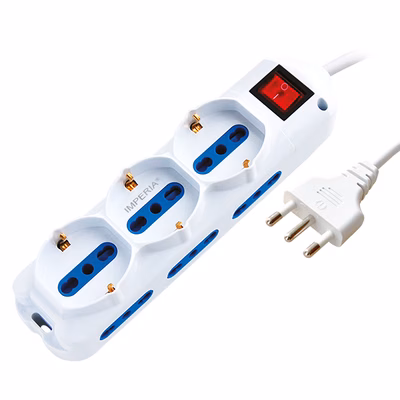 Immagine di Multipresa Premium con cavo 1,5 metri spina grande 16A > 3 prese univ.Schuko/bipasso+6bipasso bianco