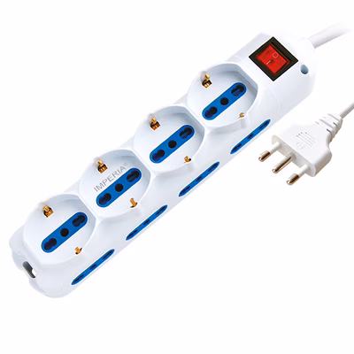 Immagine di Multipresa Premium con cavo 1,5 metri spina grande 16A > 4 prese univ.Schuko/bipasso+8bipasso bianco