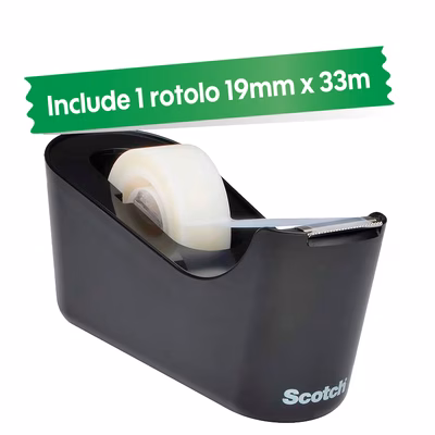 Immagine di Dispenser nastro adesivo 3M C18 base appesantita + 1 rotolo MAGIC 810 mm 19x33 m colore nero