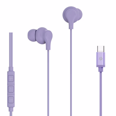Immagine di Auricolari con filo si USB-C Viola CELLY UP1600TYPEC - USB-C Stereo Wired Earphones UP1600TYPECVL