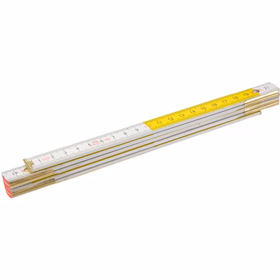 Immagine di Metro pieghevole in legno 2 m bianco / giallo