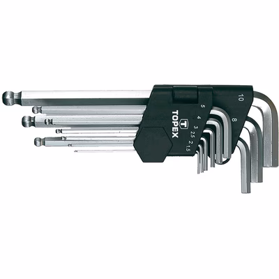 Immagine di Set chiavi esagonali lunghe con sfera in cromo vanadio 1,5-10 mm - 9 misure assortite