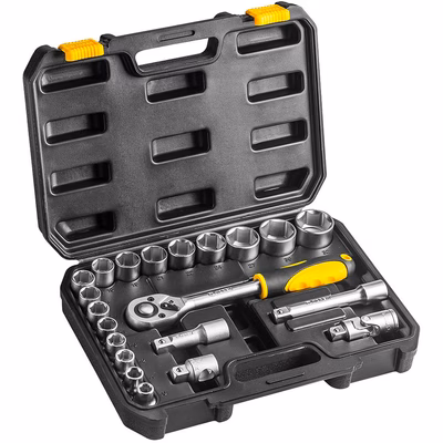 Immagine di Set di chiavi a bussola in acciaio da 1/2" TOPEX 38D642 - valigetta 21 pezzi assortiti