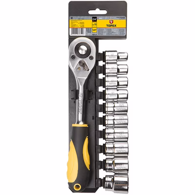 Immagine di Set di chiavi a bussola in acciaio da 1/2" TOPEX 38D652 - 11 pezzi assortiti