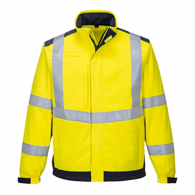 Immagine di Softshell modaflame multi norma arco elettrico PORTWEST MV72 colore giallo/blu navy taglia XXXXL