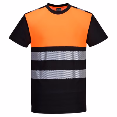 Immagine di Pw3 hi-vis cotton comfort class 1 t-shirt s/s PORTWEST PW311 colore nero/arancione taglia S