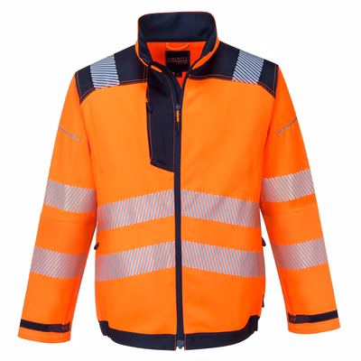 Immagine di Pw3 giacca da lavoro hi-vis PORTWEST T500 colore arancione/blu navy taglia M