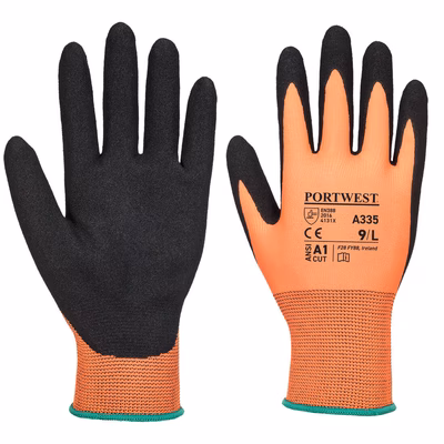 Immagine di Dermi-grip npr15 nitrile sandy PORTWEST A335 colore arancione/nero taglia XS - paio