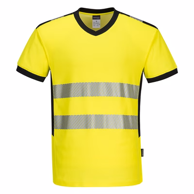 Immagine di T-shirt pw3 con scollo a v hi-vis PORTWEST PW310 colore Yellow/Black taglia S