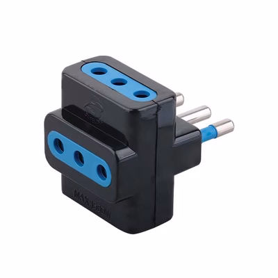 Immagine di Adattatore multiplo spina piccola 10A > 3 prese piccole 10A nero