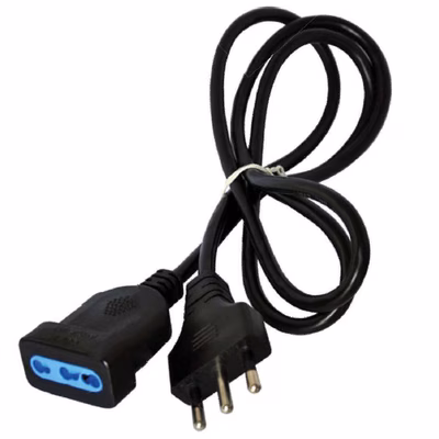 Immagine di Prolunga per uso domestico lunghezza 3 metri - spina grande 16A > presa bipasso nero