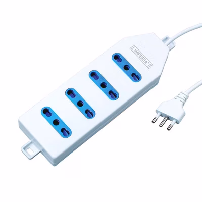 Immagine di Multipresa Basic con cavo 1,5 metri 4 posti spina grande 16A > 4 prese bipasso bianco