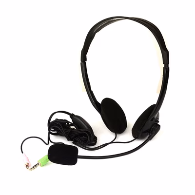 Immagine di Cuffia con microfono orientabile LINK connettore 2 x 3.5 mm e controllo volume colore nero