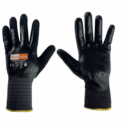 Immagine di Guanti ELICA SAFETY POWER FULL COVER doppia spalmatura schiuma nitrile e nitrile liscio taglia 11 - paio