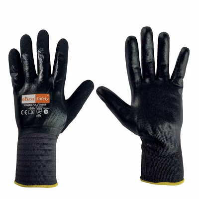 Immagine di Guanti ELICA SAFETY POWER FULL COVER doppia spalmatura schiuma nitrile e nitrile liscio taglia 9 - paio