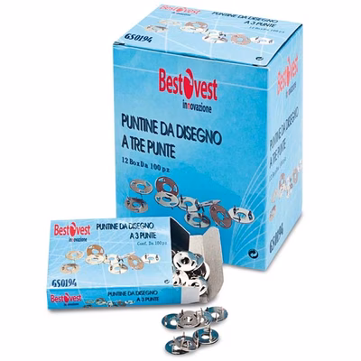 Immagine di Puntine da disegno 3 punte 100 pezzi