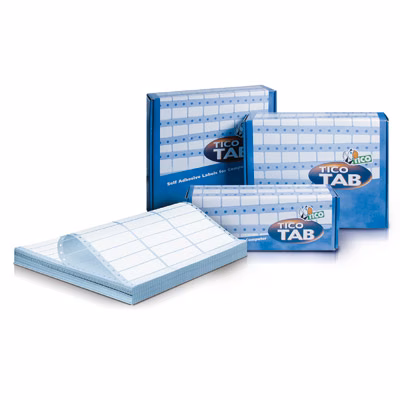 Immagine di Etichette adesive in carta bianca in modulo continuo, 89x23,5mm, 12 etichette per foglio, 500 fogli