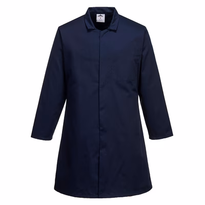 Immagine di Camice da uomo a 1 tasca per l'industria alimentare PORTWEST 2202 colore blu navy taglia XXXL