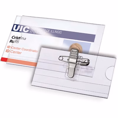 Immagine di Portabadge c-clip e spilla in metallo cm 9x5,7