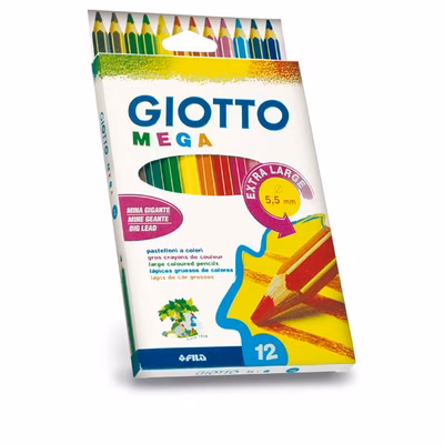 Immagine di Pastellone esagonale GIOTTO MEGA astuccio 12 colori assortiti