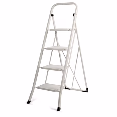 Immagine di Scaletta metallica 4 gradini in acciaio bianca