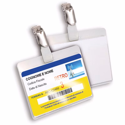 Immagine di Portabadge ELICA c/clip in metallo cm 9,2x5,5