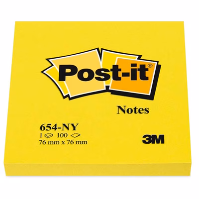 Immagine di Post-it 3M 654-ny neon 100 ff 76x76 giallo