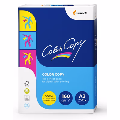 Immagine di Carta bianca per fotocopie A3 g160 MONDI COLORCOPY risma da 250 fogli
