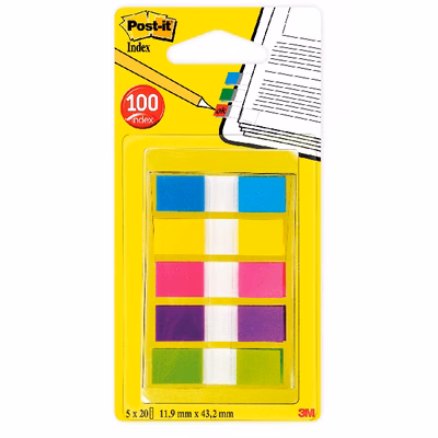 Immagine di Post-it 3M index 5x20 art. 683 colori assortiti
