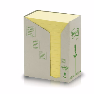 Immagine di Post-it riciclato 3M 655-1t 100ff 76x127 giallo