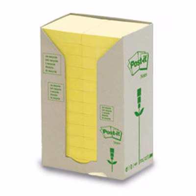 Immagine di Post-it riciclato 3M 653-1t 100ff 38x51 giallo