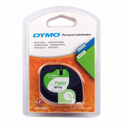 Immagine di Nastro in carta DYMO 912000 lt mm 12x4 m nr/bi
