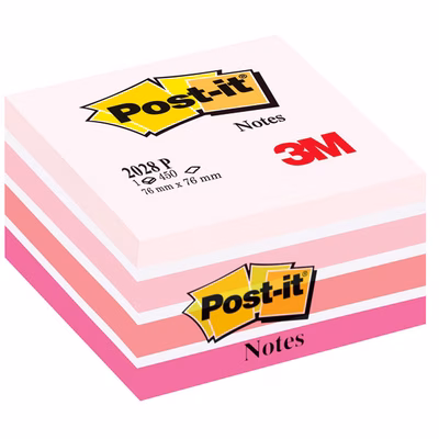 Immagine di Post-it 3M memo cube 2028p 450 ff 76x76 pastello rosa