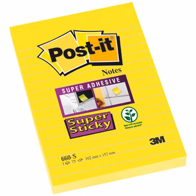 Immagine di Post-it 3M 660-s super sticky righe 75 ff 102x152