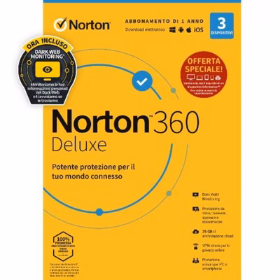 Immagine di Norton360 dlx 25gb 1u 3d 12m attach