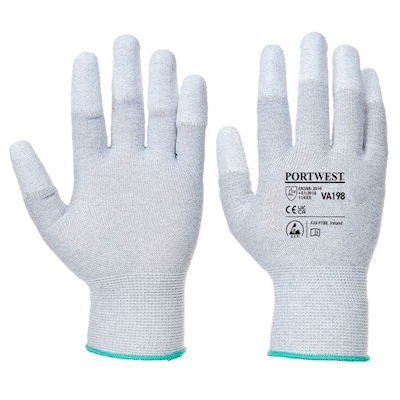 Immagine di Guanti antistatici con dita in pu distributori automatici PORTWEST VA198 colore grigio taglia S - paio