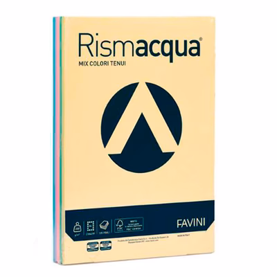 Immagine di Cartoncino FAVINI Rismacqua A4 g200 5 colori assortiti tenui risma da 125 fogli