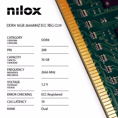 Immagine di Modulo di memoria sdram 16GB ddr4 tft 2.666 mhz NILOX NILOX TECH - RAM DDR4 16GB 2666Mhz CAS Late