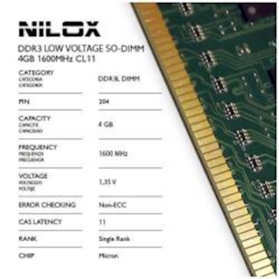 Immagine di Modulo di memoria so-dimm 4GB ddr3l tft 1600 mhz NILOX NILOX TECH - RAM DDR3L SO-DIMM 4GB 1600MH