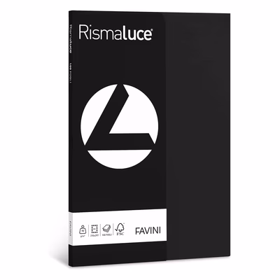 Immagine di Carta FAVINI Rismaluce A4 g90 nero risma da 100 fogli