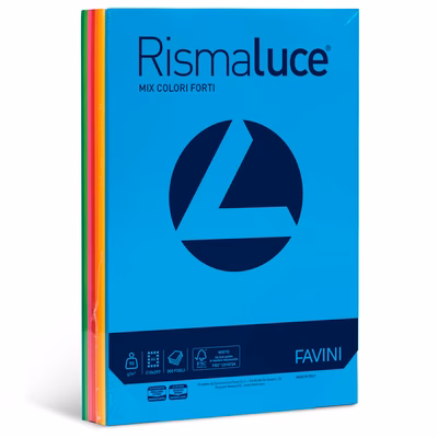 Immagine di Carta favini rismaluce a4 g90 mix 8 colori assortiti risma da 300 fogli