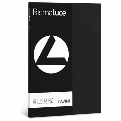 Immagine di Cartoncino FAVINI Rismaluce A4 g200 nero risma da 50 fogli