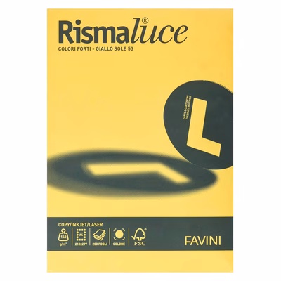 Immagine di Cartoncino FAVINI Rismaluce A4 g140 giallo sole risma da 200 fogli