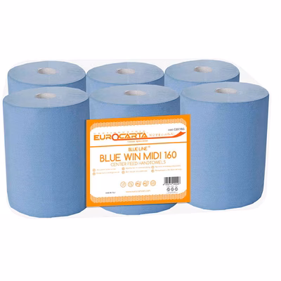 Immagine di Carta asciugamani a spirale EUROCARTA BLUE MIDI 2 veli 457 strappi metri 160